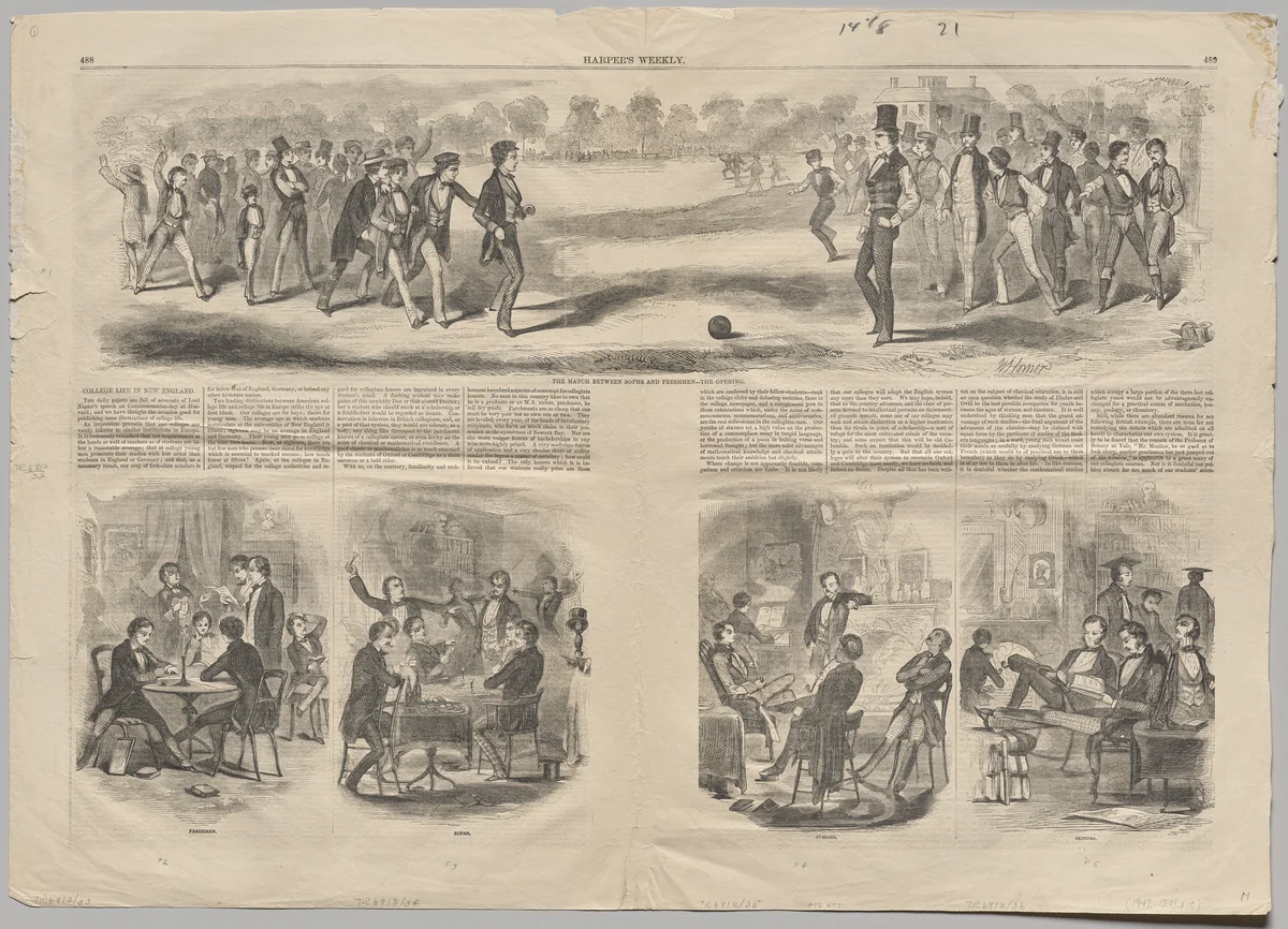 The Match between the Sophs and Freshmen by Winslow Homer, print, 1857