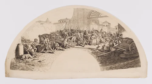 Daviz and Velarde Die Defending the Parque de Artilleria (Mueren Daviz and Velarde defendiendo el Parque de Artilleria) by anonymous, print, 1813