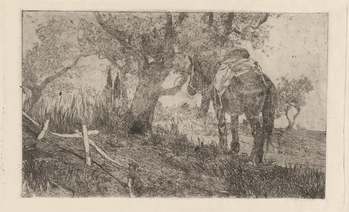 Horse at Midday (Cavallo a meriggio) by Giovanni Fattori, print, 1880-1890