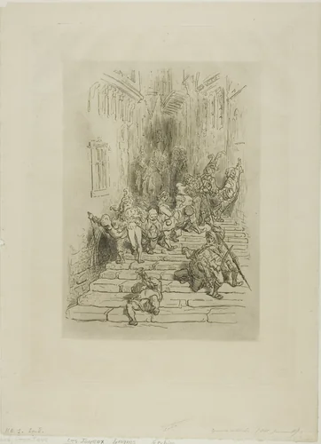 The Happy Drunkards by Gustave Doré, print, 1852-1883
