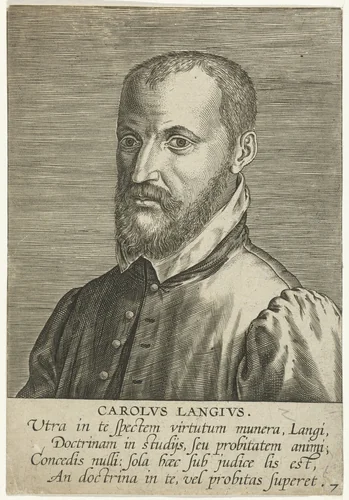 Portret van Charles de Langhe by Philips Galle, print, 1587-1608