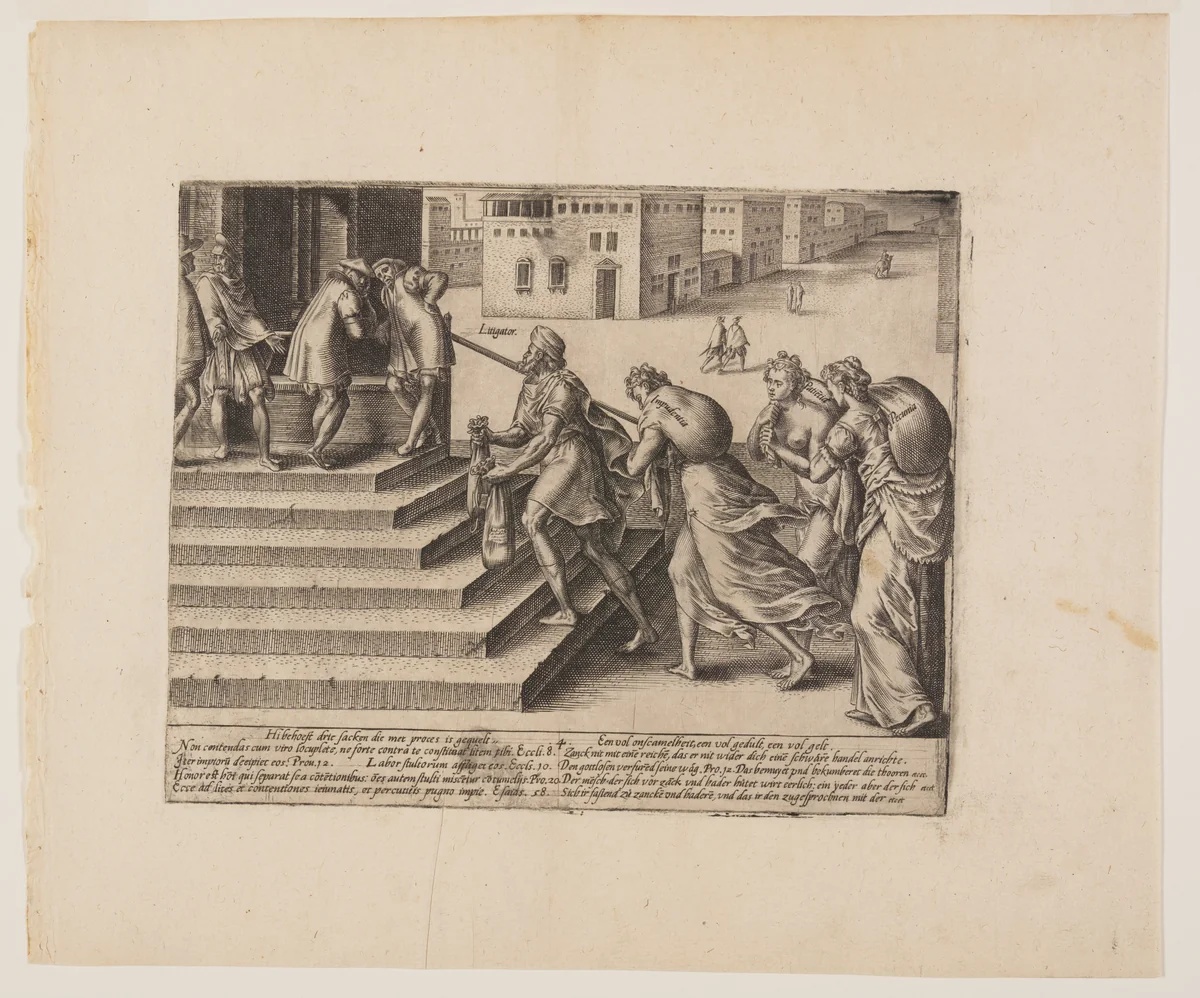 Unequal Justice, from Litis Abusus (The Abuses of the Law) by Hendrick Goltzius, print, 1571-1581