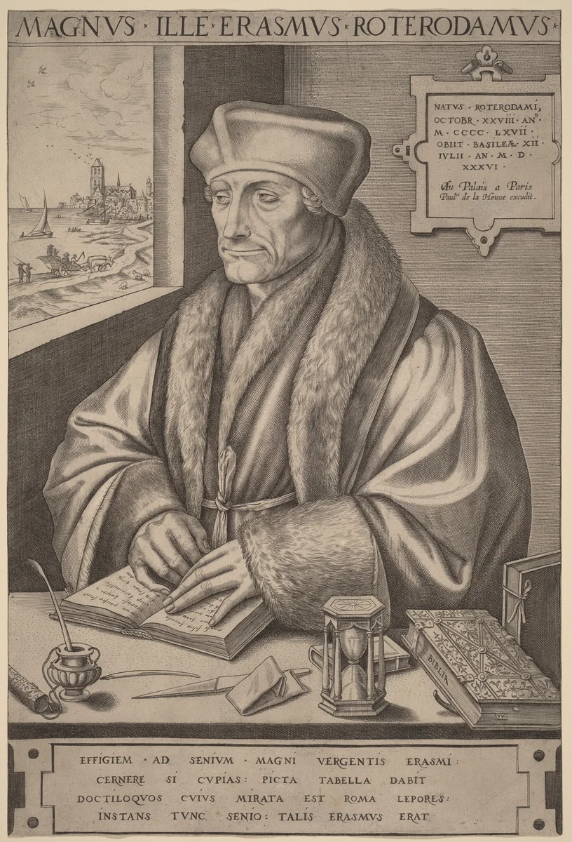 Erasmus of Rotterdam by Frans Huys, print, 1555