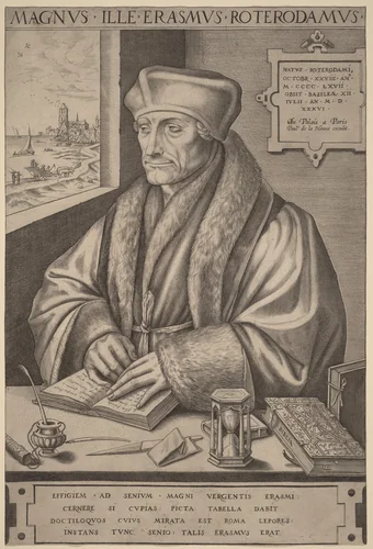 Erasmus of Rotterdam by Frans Huys, print, 1555