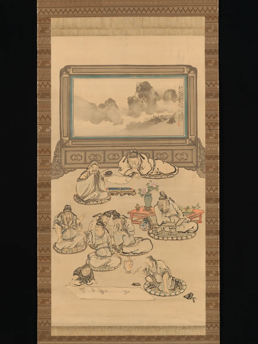 The Eight Immortals of the Wine Cup by Tani Bunchō (谷文晁), painting, 1828