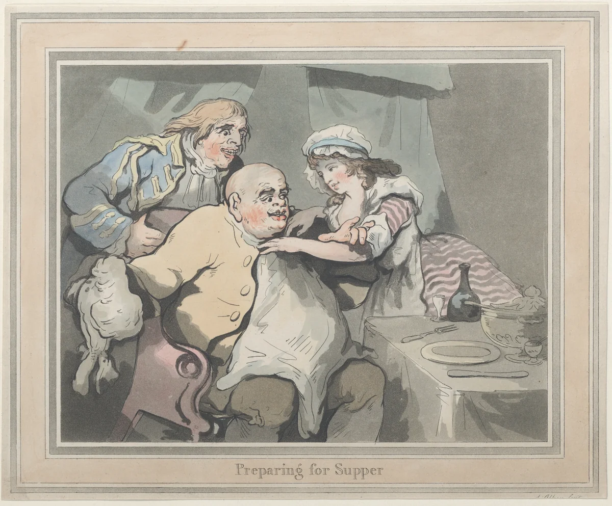 Preparing for Supper by Thomas Rowlandson, print, 1790