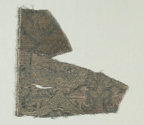 Silk with Dogs and Arabic Script in Swaying Bands by Unknown, textile, 1370-1400
