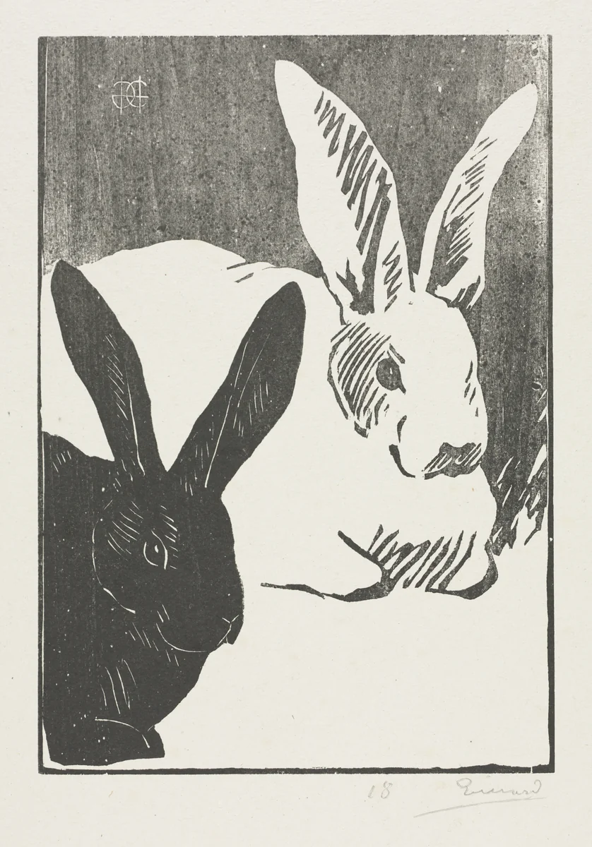 The Rabbits by Henri Charles Guérard, print, 1886-1896