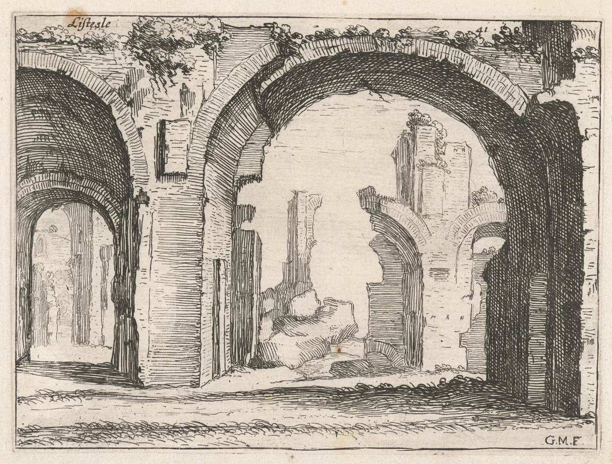 Antonine Baths, or Baths of Caracalla by Giovanni Battista Mercati, print, 1629
