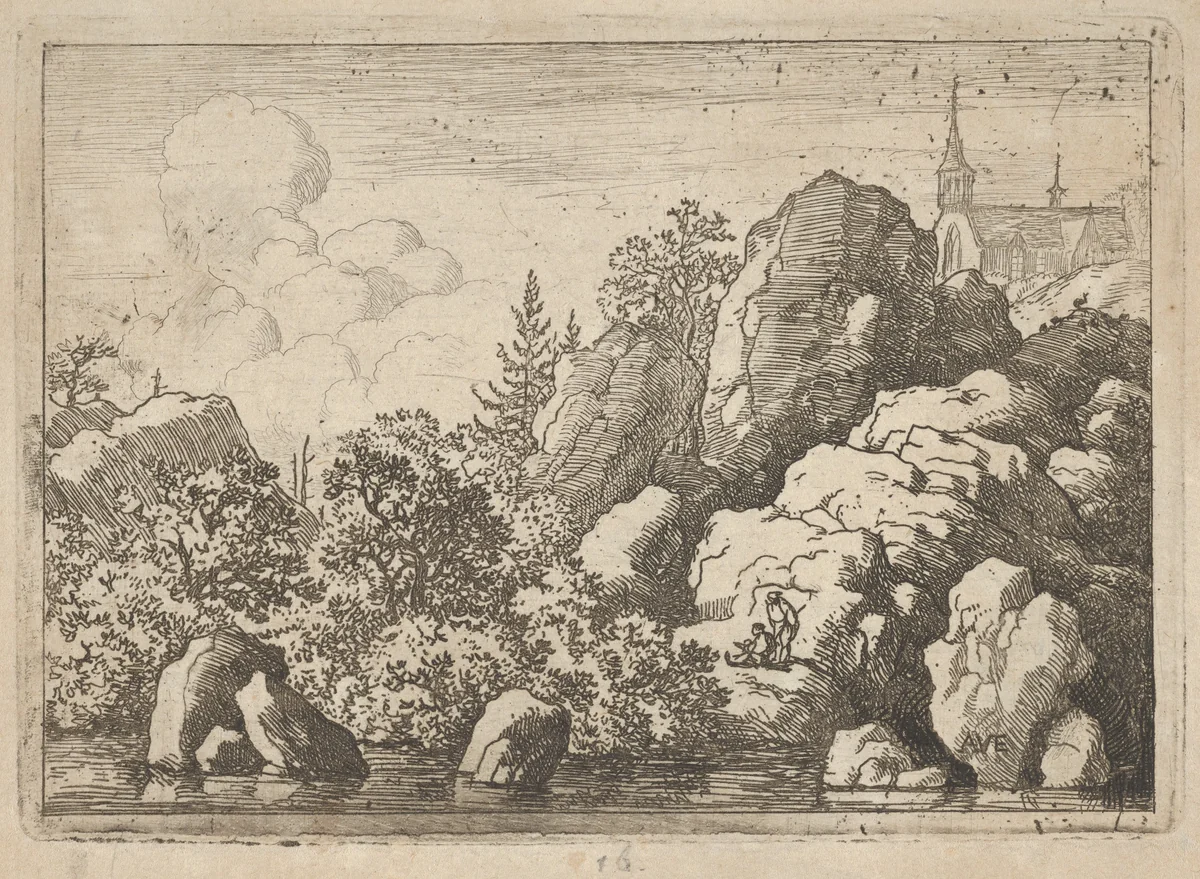 The Church on the Hill by Allart van Everdingen, print, 1621-1675
