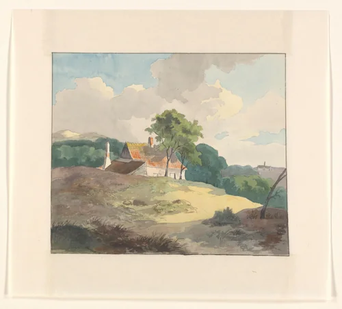 Huis in een heuvellandschap by Johannes van Reijn, drawing, 1800-1900