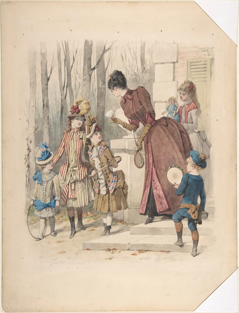 Fashion illustration, no. 2224 by Jules David, drawing, 1885