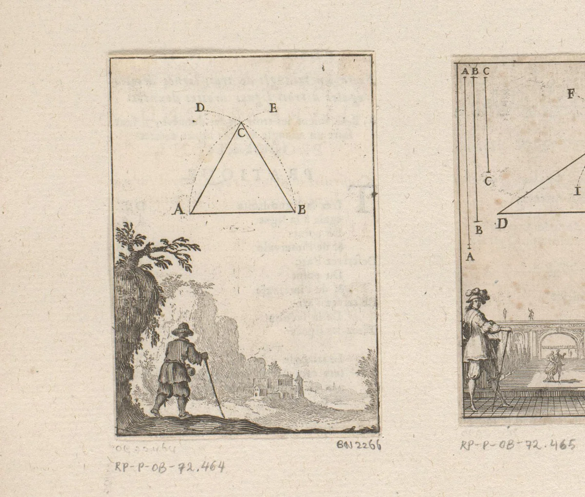 Gelijkbenige driehoek met een wandelaar by Sébastien Leclerc, print, 1669