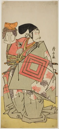The Actor Ichikawa Danjuro V as Minamoto no Yoshiie, in the play "Date Nishiki Tsui no Yumitori," performed at the Morita Theater in the eleventh month, 1778 (?) by Torii Kiyonaga (鳥居清長), print, 1778