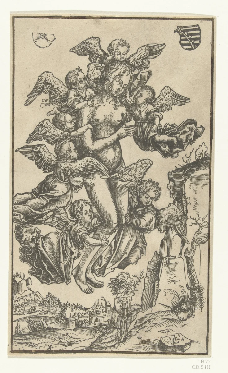 Hemelvaart van Maria Magdalena by Unknown, print, 1506