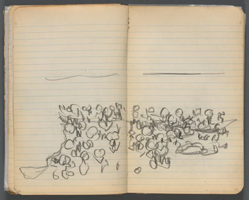 Sketchbook, page 044 & 45: Beach View by Maurice Prendergast, book, 1905-1910