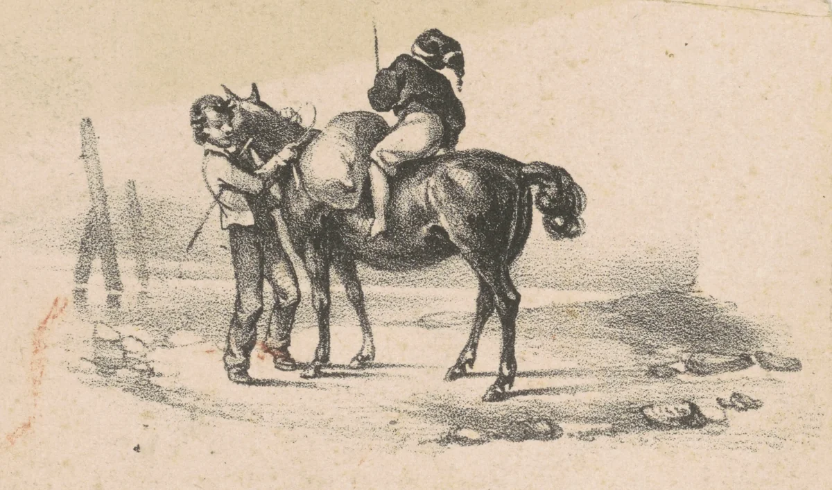 Youths and a Horse by American 19th Century, print, 1801-1899
