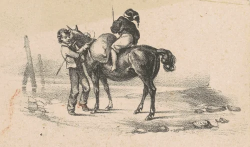 Youths and a Horse by American 19th Century, print, 1801-1899