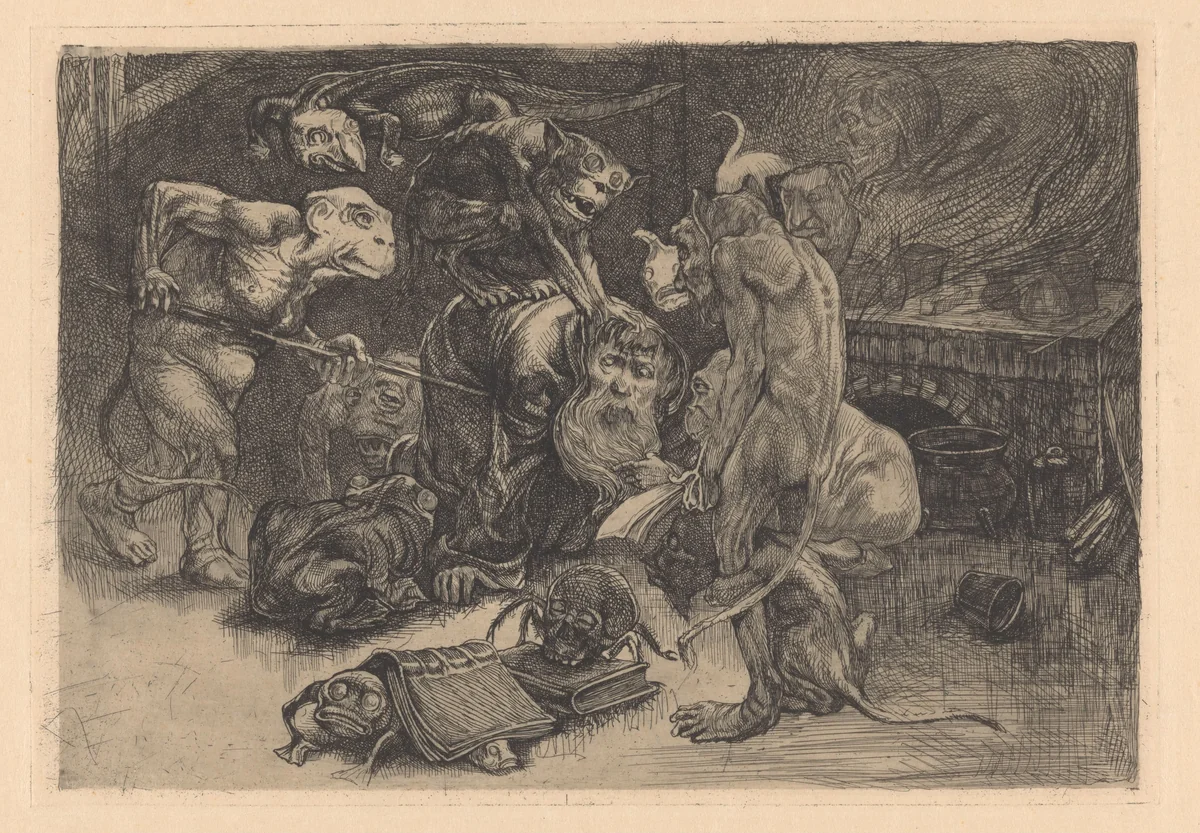 Verzoeking van de heilige Antonius by Johannes Josephus Aarts, print, 1881-1934