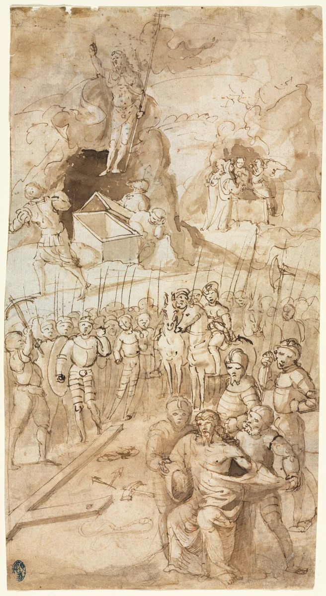Three Scenes from the Passion of Christ (recto) by Unknown, drawing, 1500-1599