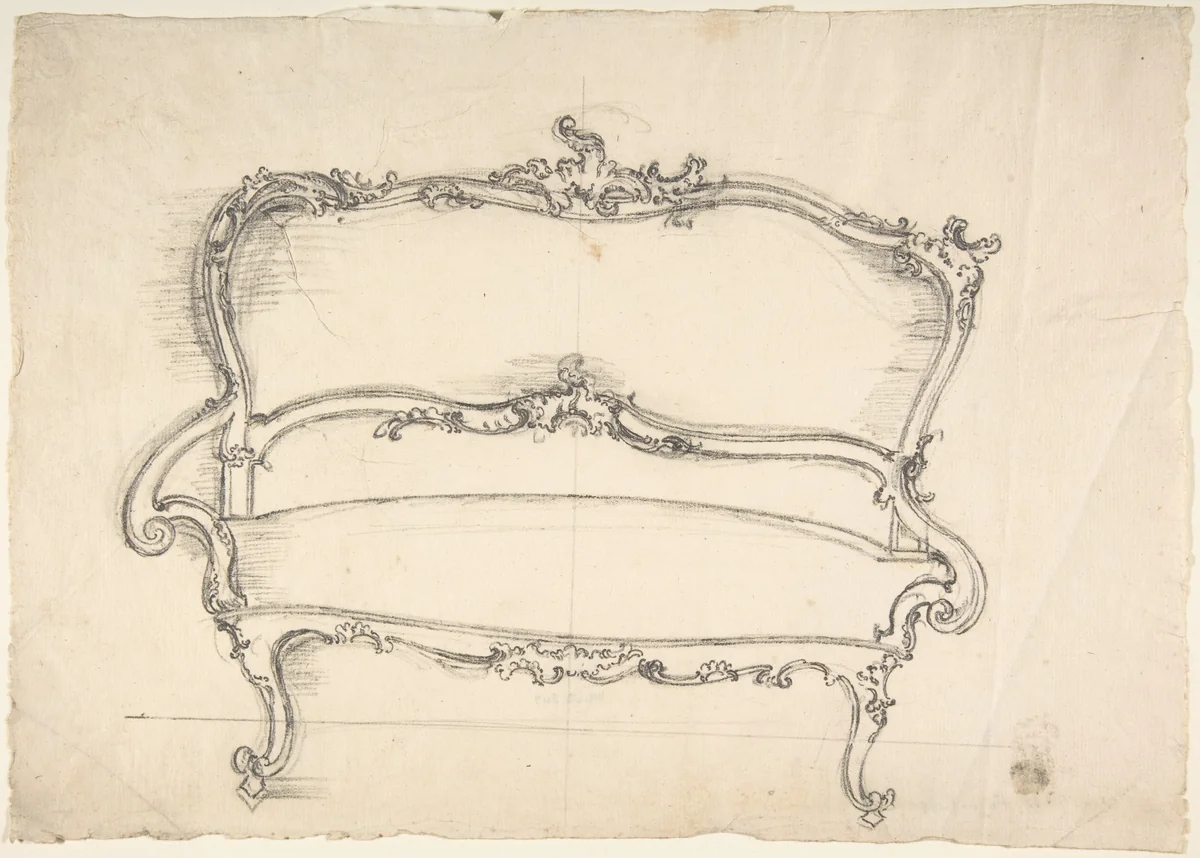 Design for a Settee by anonymous, drawing, 1700-1800