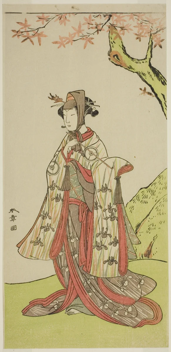 The Actor Iwai Hanshiro IV as Princess Sakura (Sakura Hime) in the Play Wada Sakamori Eiga Kagami, Performed at the Nakamura Theater in the Third Month, 1773 by Katsukawa Shunsho (勝川 春章), print, 1768-1778