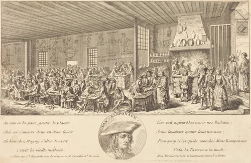 Cabaret of Ramponaux by Benoît-Louis Prévost, print, 1755-1765
