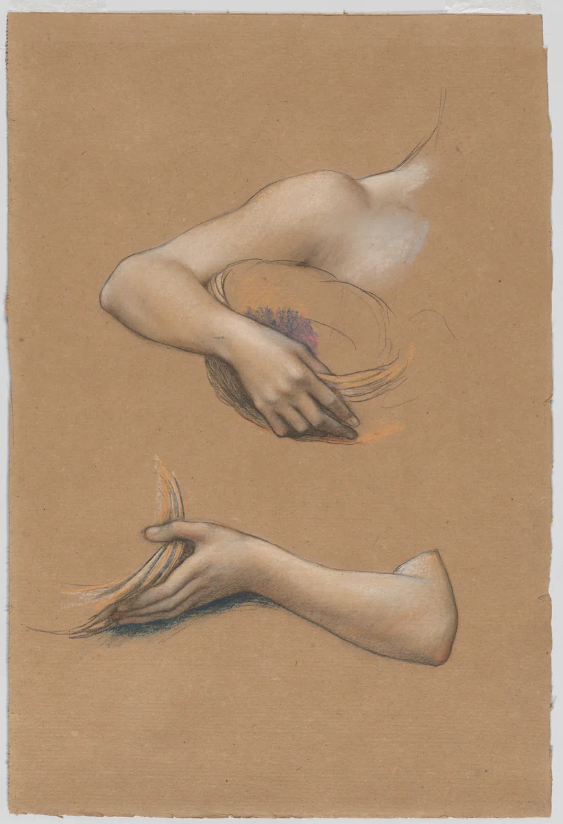 Study of Arms for "The Cadence of Autumn" by Evelyn De Morgan, drawing, 1905