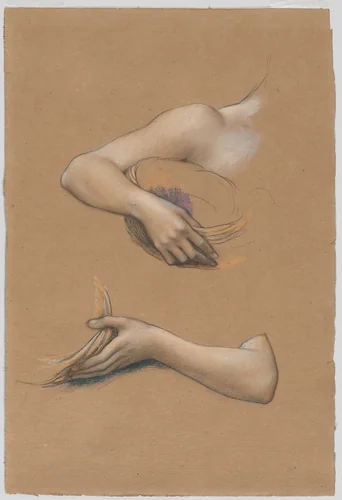 Study of Arms for "The Cadence of Autumn" by Evelyn De Morgan, drawing, 1905
