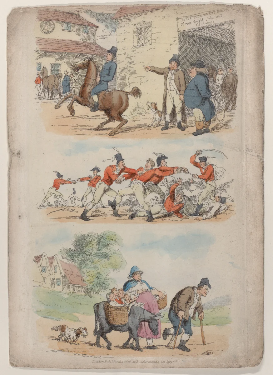 Plate 1, from "World in Miniature" by Thomas Rowlandson, print, 1816