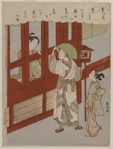 Love at the Brothel Gate by Suzuki Harunobu (鈴木春信), print, 1760-1769