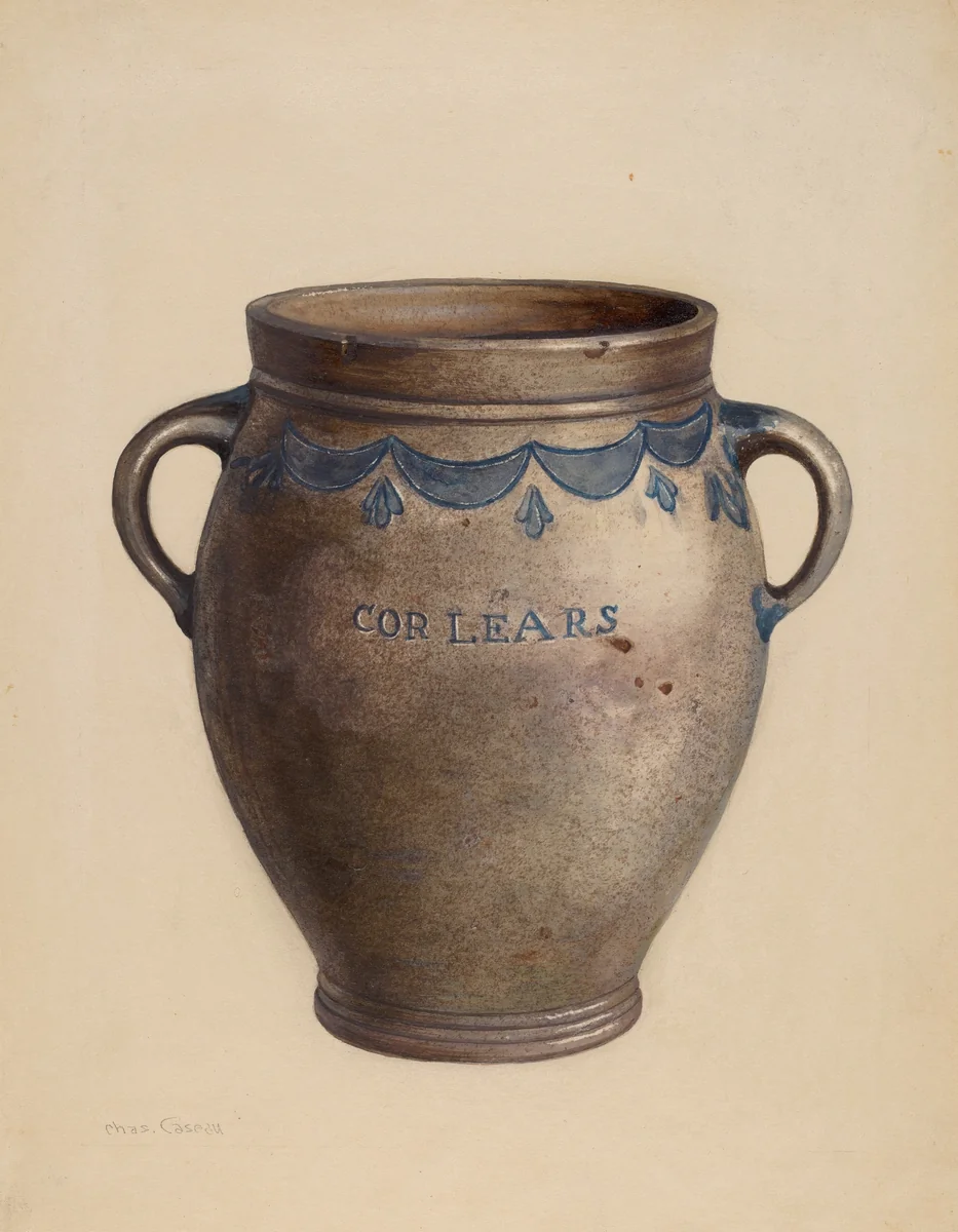 Stoneware Crock by Charles Caseau, index of american design, 1940