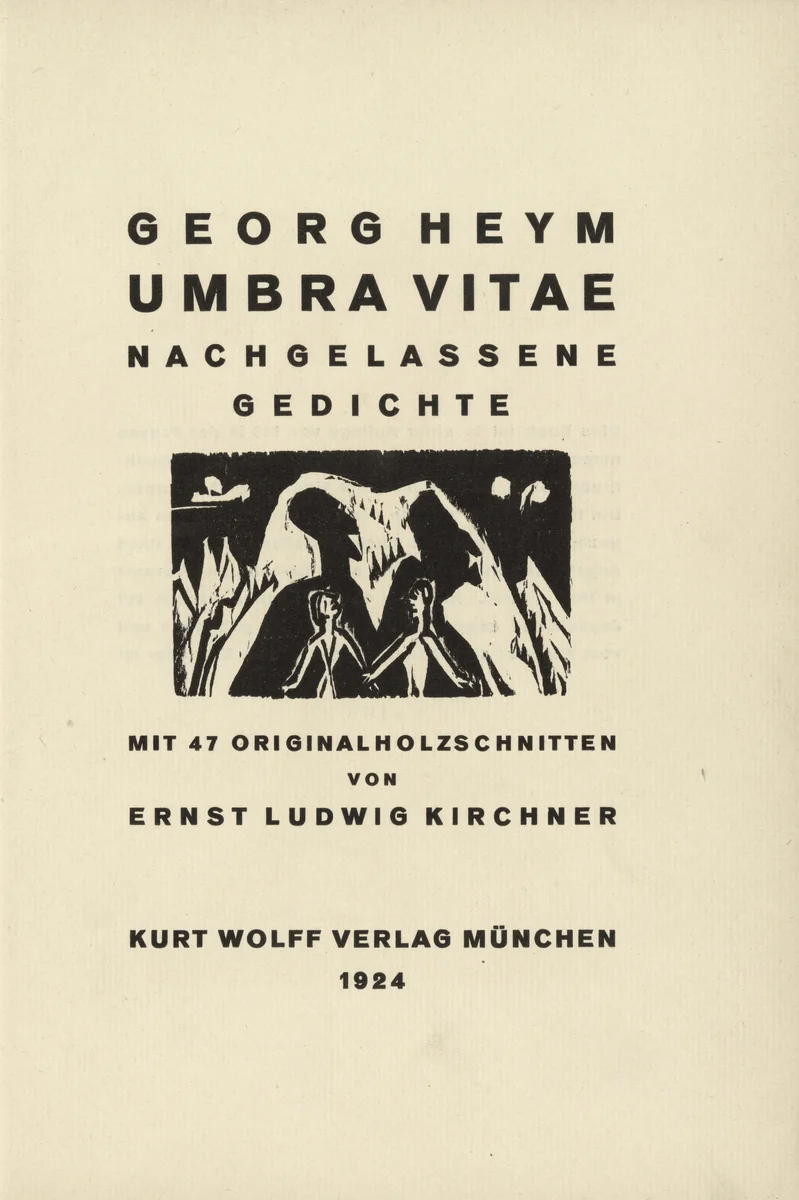 Title vignette (Titelvignette) from Umbra vitae (Shadow of Life) by Ernst Ludwig Kirchner, illustrated book, 1924
