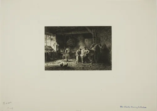 The Farrier's Shop by Charles-Émile Jacque, print, 1865