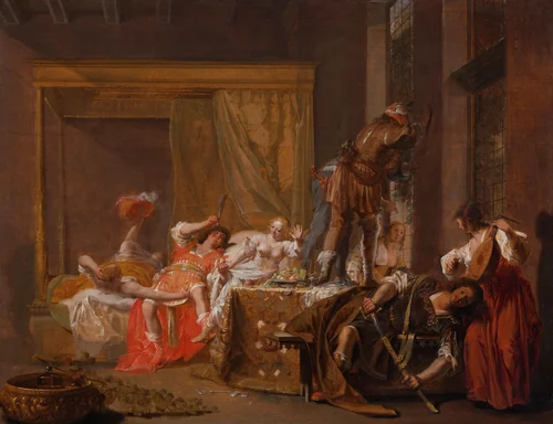 Scene from the Wedding of Messalina and Gaius Sillius by Nicolaes Knupfer, painting, 1645-1650