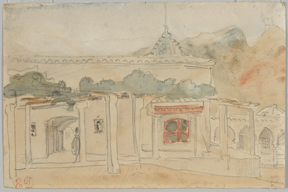 Figure in a Doorway by Eugène Delacroix, drawing, 1832