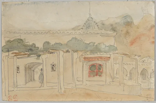 Figure in a Doorway by Eugène Delacroix, drawing, 1832