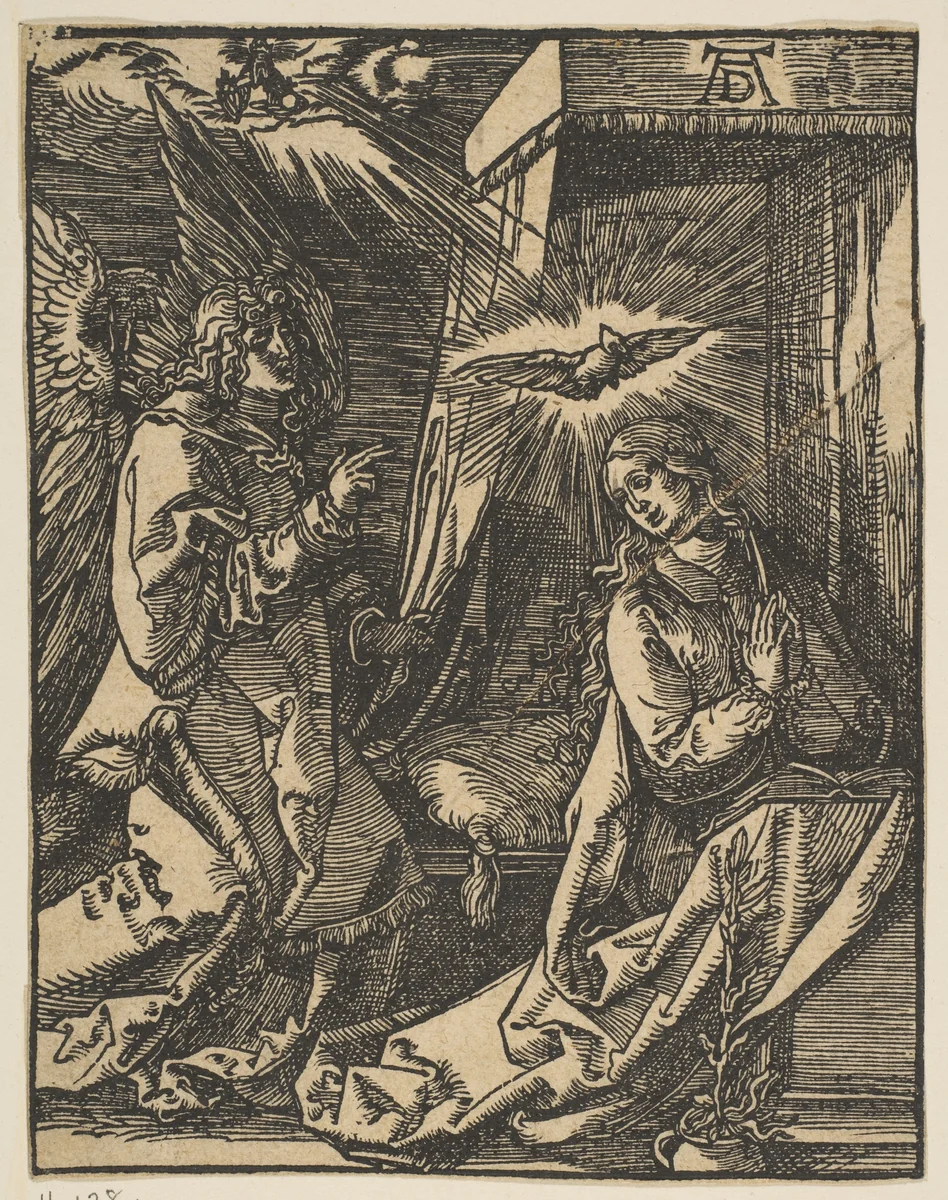 The Annunciation, from "The Small Passion" (copy) by Albrecht Dürer, print, 1485-1600