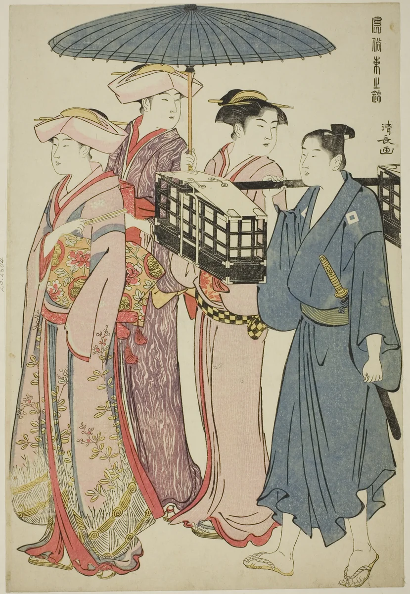 Going to a Picnic, from the series "A Brocade of Eastern Manners (Fuzoku Azuma no nishiki)" by Torii Kiyonaga (鳥居清長), print, 1778-1789