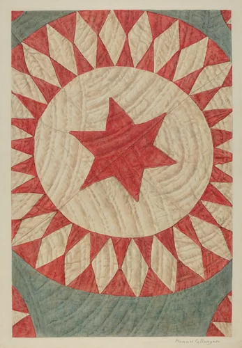 Star & Ring Quilt by Manuel G. Runyan, index of american design, 1938
