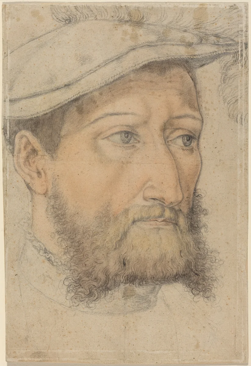 Portrait of a Bearded Man with a Beret by Heinrich Aldegrever, drawing, 1540