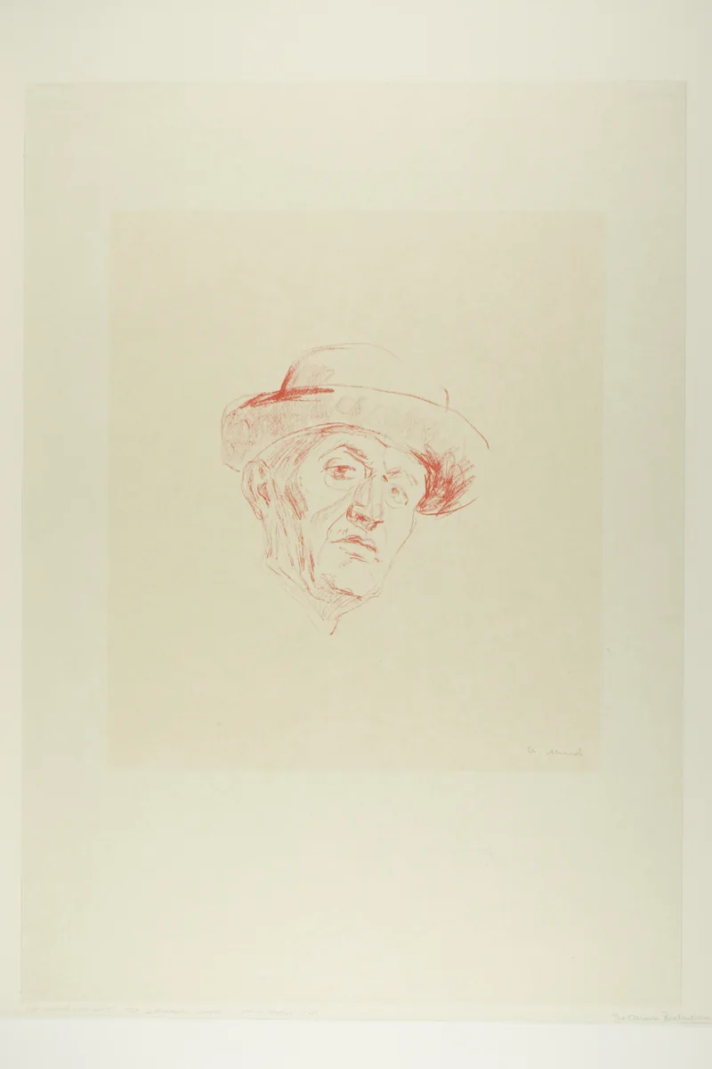 Self-Portrait with Hat I by Edvard Munch, print, 1927