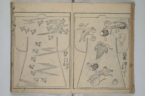 Contemporary Kimono Patterns (Tōsei hiinagata) 当世ひいな形 by Hishikawa Moronobu (菱川師宣), book, 1677