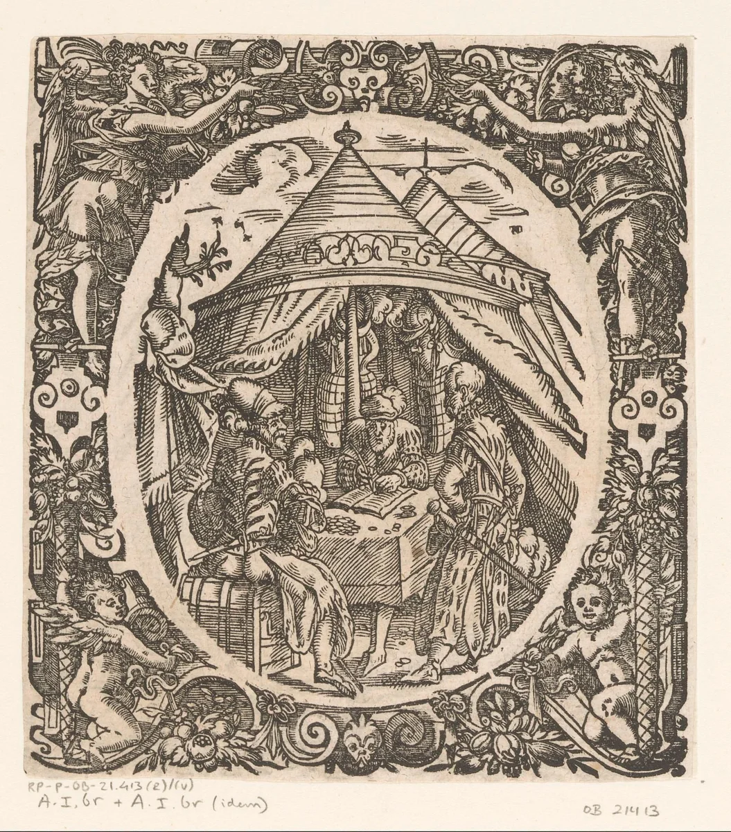 Uitbetaling van soldij by Jost Amman, print, 1573