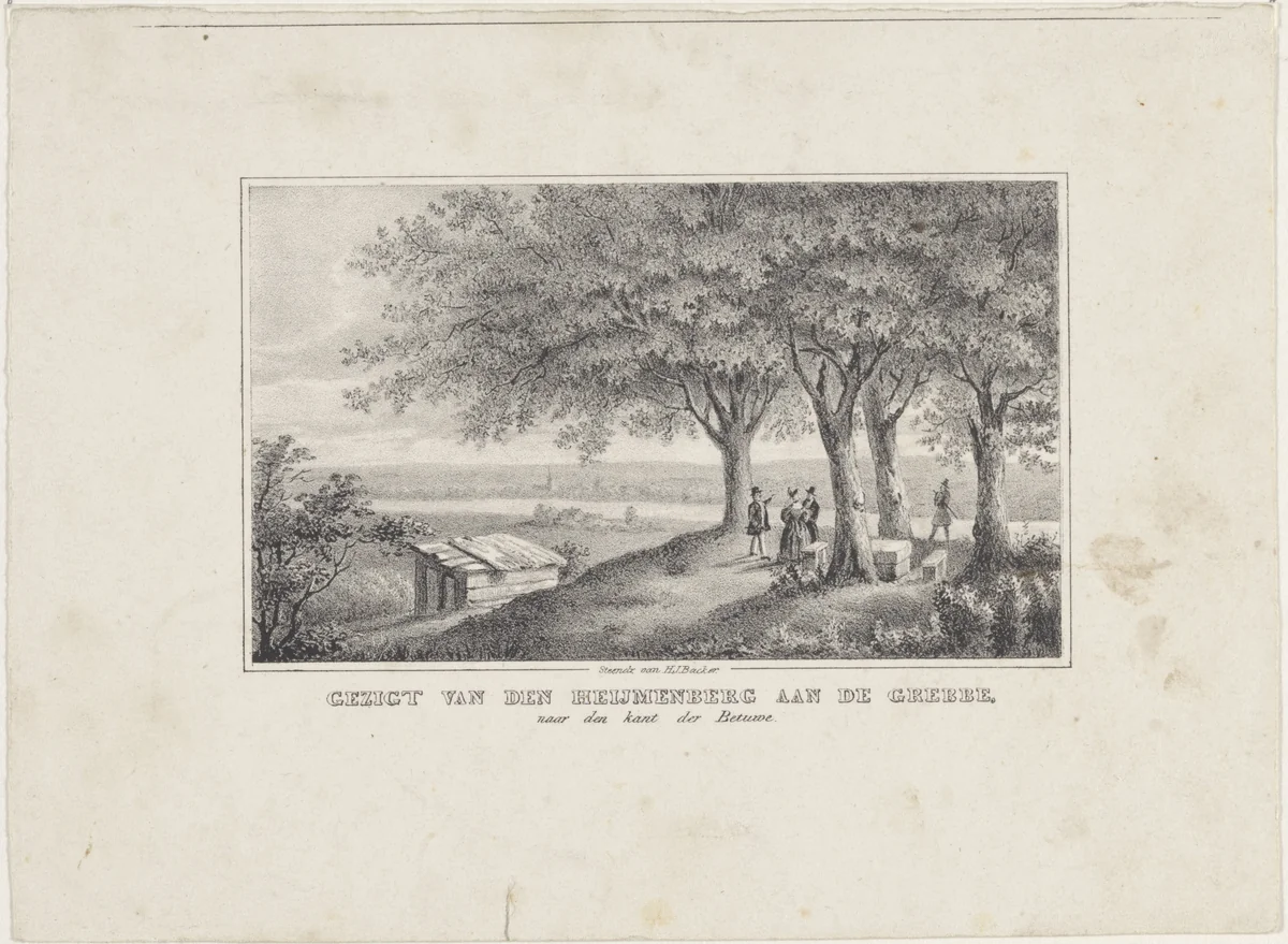 Gezicht vanaf de Heimenberg bij de Grebbe by anonymous, print, 1822-1845