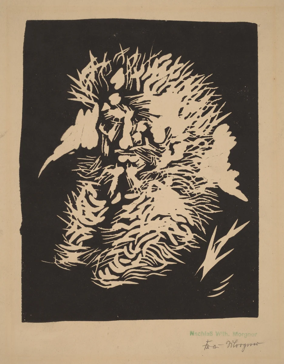 Bärtiger Mann by Wilhelm Morgner, print, 1912