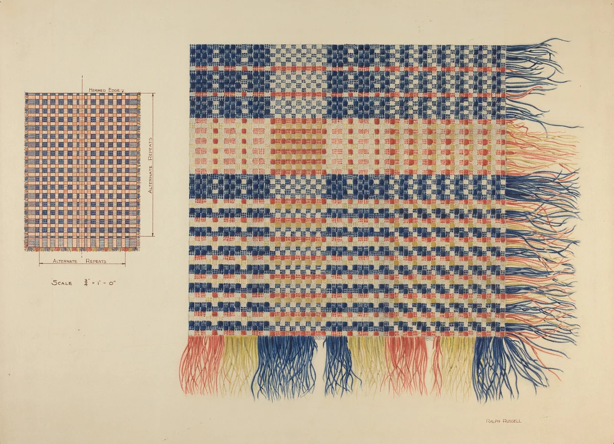 Zoar Coverlet by Ralph Russell, index of american design, 1939