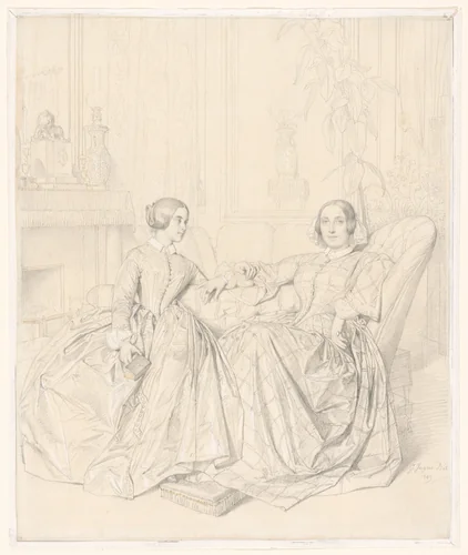 Comtesse Charles d’Agoult (born Marie de Flavigny) and Her Daughter Claire d’Agoult by Jean-Auguste-Dominique Ingres, drawing, 1849