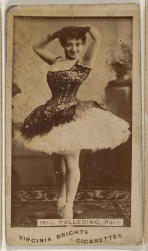Mlle. Palledino, Paris, from the Actors and Actresses series (N45, Type 1) for Virginia Brights Cigarettes by Allen & Ginter, photograph, 1885-1891