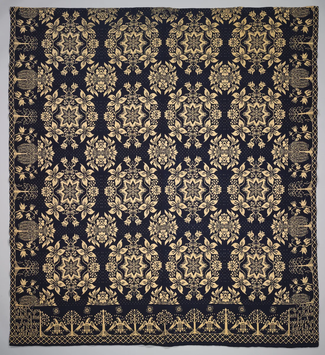 Coverlet by J.M. Davidson, textile, 1837